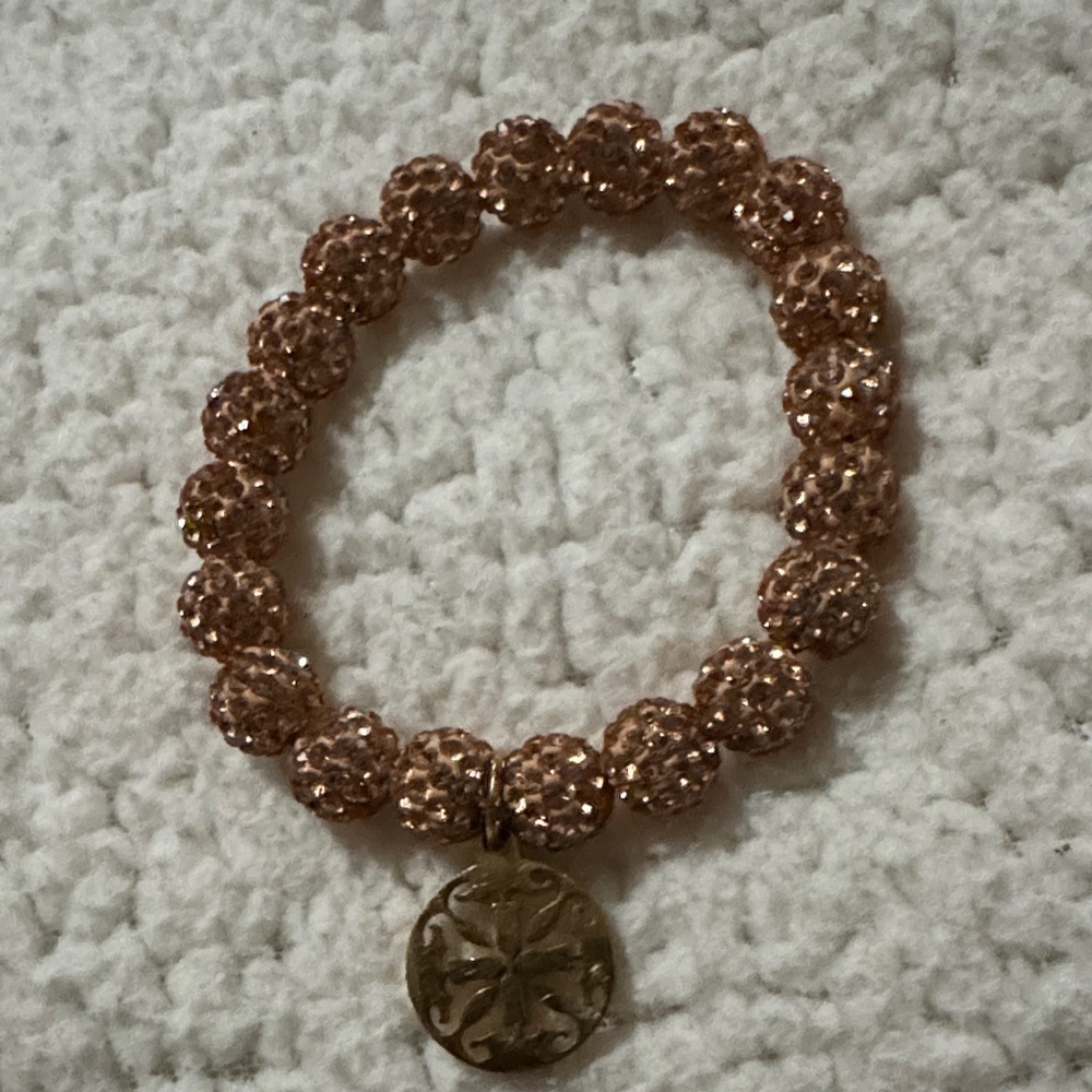Rustic Cuff Rose Gold Beaded Bracelet